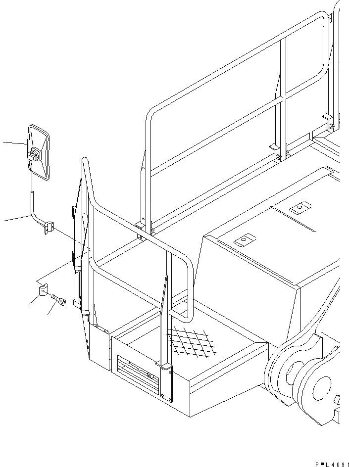 Схема запчастей Komatsu PC1600-1 - ЗЕРКАЛА ЗАДН. ВИДА(ПРАВ.)(№9-) ЧАСТИ КОРПУСА