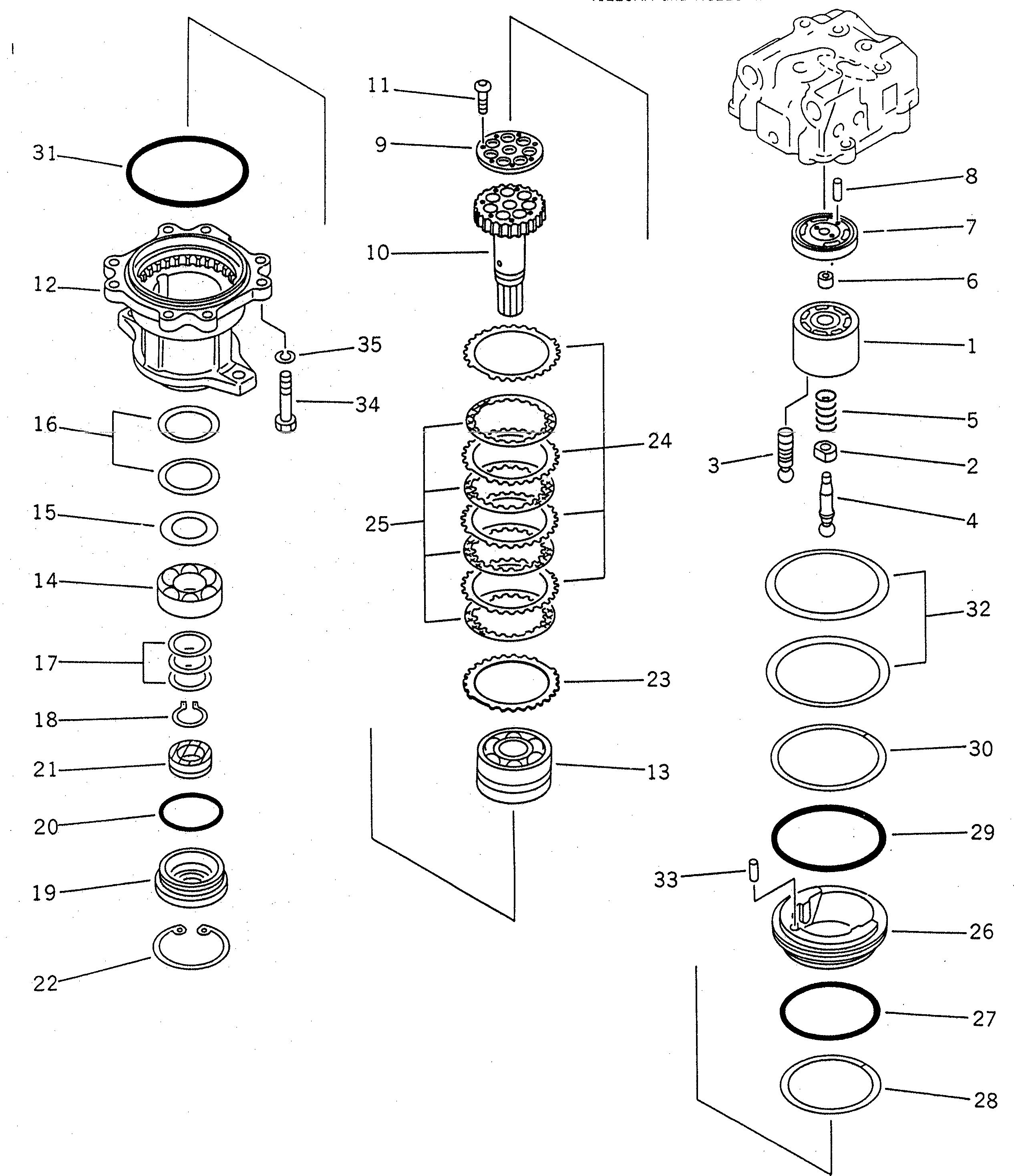 Схема запчастей Komatsu PC1600-1 - МОТОР ПОВОРОТА (/) ОСНОВН. КОМПОНЕНТЫ И РЕМКОМПЛЕКТЫ