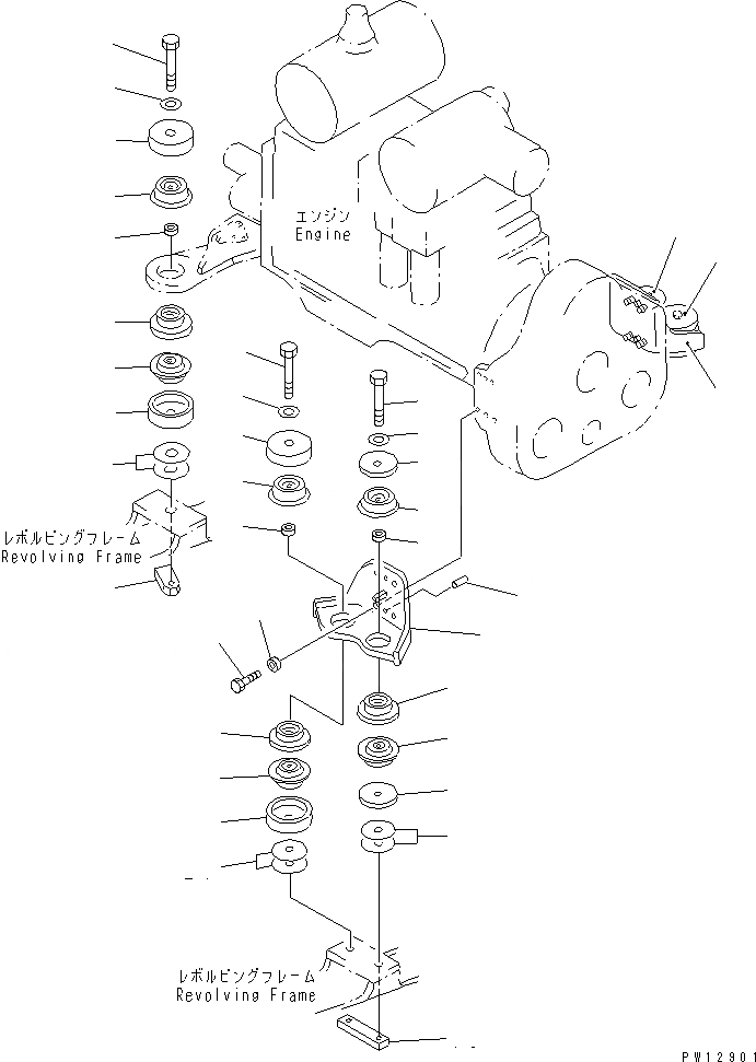 Схема запчастей Komatsu PC1600SP-1 - КРЕПЛЕНИЕ ДВИГАТЕЛЯ КОМПОНЕНТЫ ДВИГАТЕЛЯ