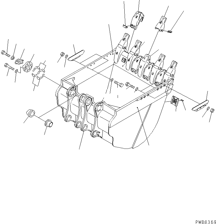 Схема запчастей Komatsu PC1600SP-1 - КОВШ¤ .M¤ ШИР. MM (ВЕРТИКАЛЬН. ПАЛЕЦ) (ДЛЯ ЭКСКАВАТ.)  (SP)(№9-) РАБОЧЕЕ ОБОРУДОВАНИЕ