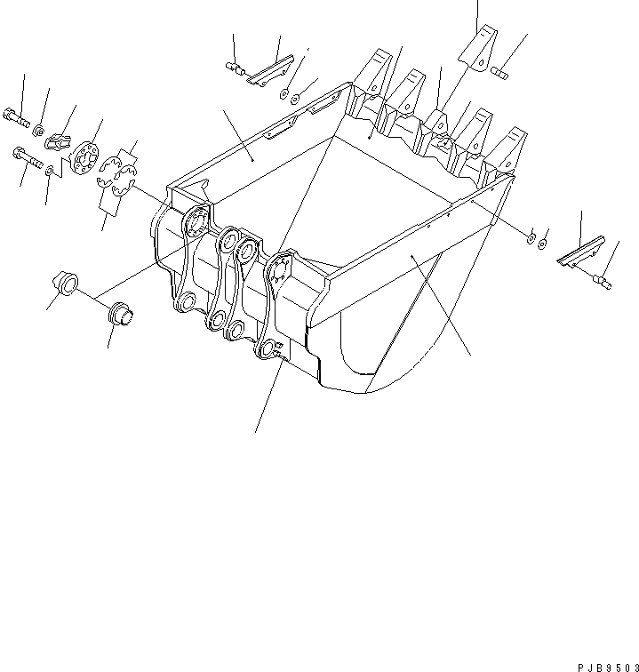 Схема запчастей Komatsu PC1600SP-1 - КОВШ¤ 9.7M¤ ШИР. MM (ГОРИЗОНТАЛЬН. ПАЛЕЦ) (ДЛЯ ЭКСКАВАТ.) (SP)(№9-) РАБОЧЕЕ ОБОРУДОВАНИЕ