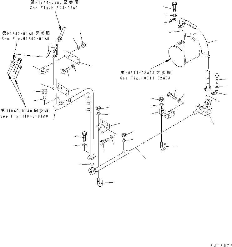 Схема запчастей Komatsu PC1600SP-1 - КЛАПАН PPCВОЗВРАТ. ТРУБЫ ГИДРАВЛИКА