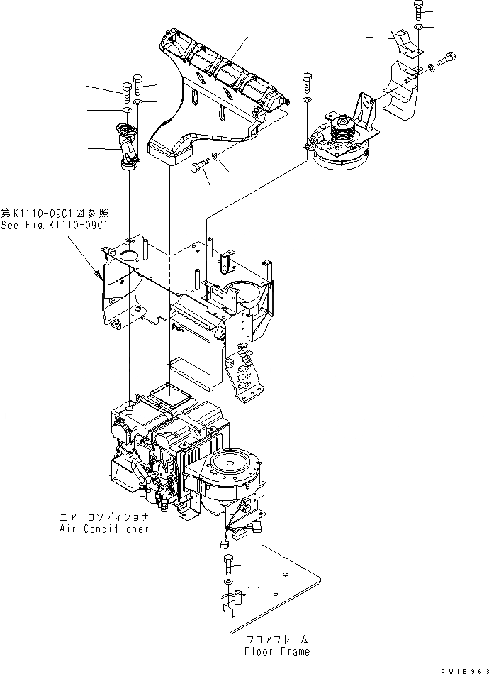 Схема запчастей Komatsu PC160LC-7 - КАБИНА (COVER)(№-) КАБИНА ОПЕРАТОРА И СИСТЕМА УПРАВЛЕНИЯ