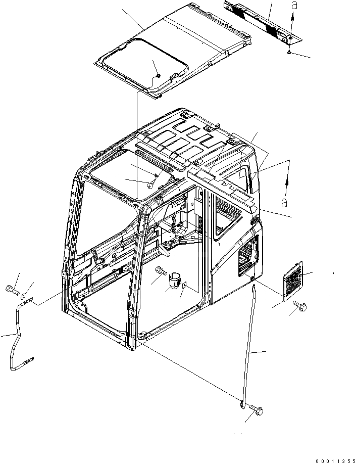 Схема запчастей Komatsu PC160LC-7 - ОСНОВН. КОНСТРУКЦИЯ (КАБИНА) (АКСЕССУАРЫ)(№-) КАБИНА ОПЕРАТОРА И СИСТЕМА УПРАВЛЕНИЯ