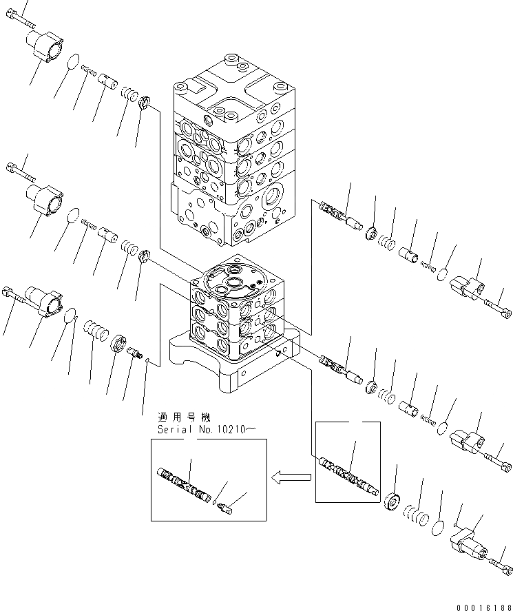 Схема запчастей Komatsu PC160LC-7 - ОСНОВН. КЛАПАН (-КЛАПАН) (/) ОСНОВН. КОМПОНЕНТЫ И РЕМКОМПЛЕКТЫ
