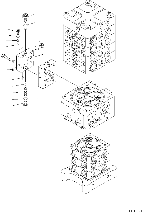 Схема запчастей Komatsu PC160LC-7 - ОСНОВН. КЛАПАН (7-КЛАПАН) (/9) (С РУКОЯТЬ СТОПОРН. КЛАПАН) ОСНОВН. КОМПОНЕНТЫ И РЕМКОМПЛЕКТЫ