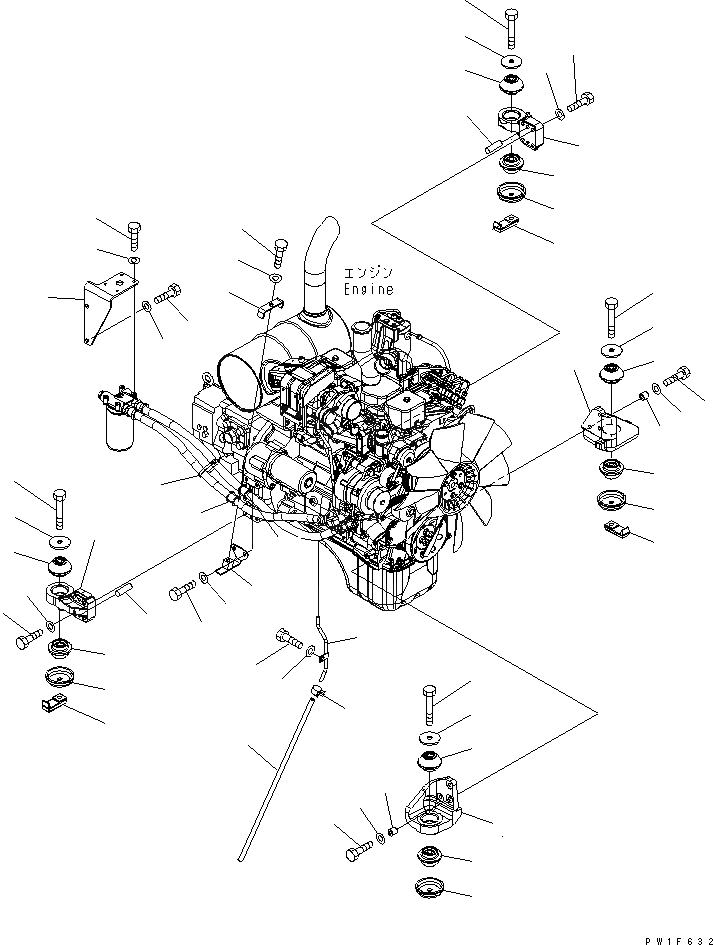 Схема запчастей Komatsu PC160LC-7K-KA - КРЕПЛЕНИЕ ДВИГАТЕЛЯ КОМПОНЕНТЫ ДВИГАТЕЛЯ
