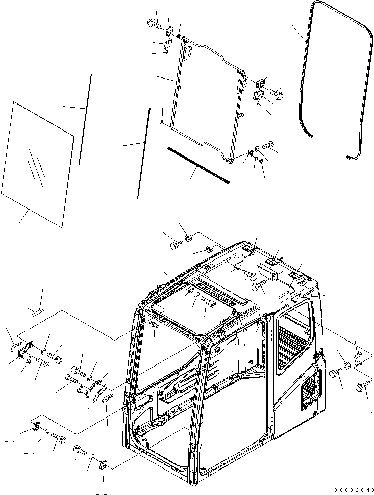 Схема запчастей Komatsu PC160LC-7K-KA - КАБИНА (ПЕРЕДН. ОКНА) КАБИНА ОПЕРАТОРА И СИСТЕМА УПРАВЛЕНИЯ