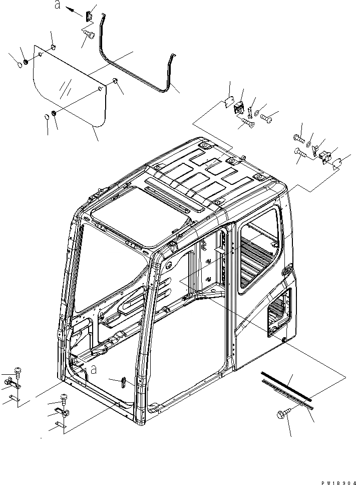 Схема запчастей Komatsu PC160LC-7K-KA - КАБИНА (ПЕРЕДН. НИЖН. ОКНА) КАБИНА ОПЕРАТОРА И СИСТЕМА УПРАВЛЕНИЯ