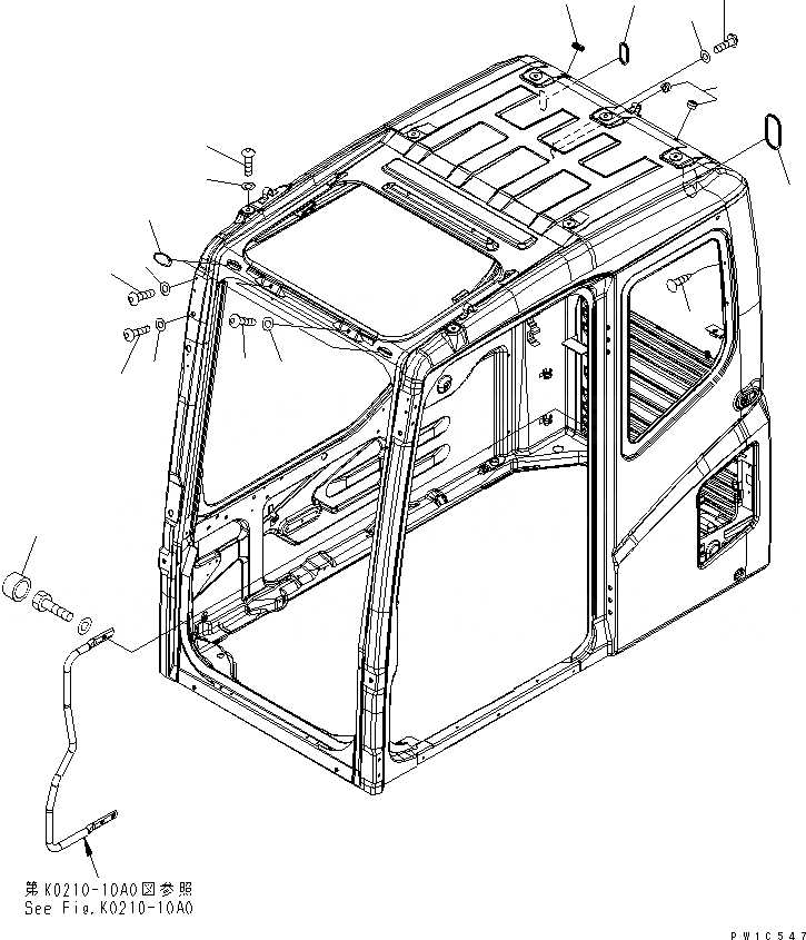 Схема запчастей Komatsu PC160LC-7K-KA - КАБИНА (BLIND БОЛТ) КАБИНА ОПЕРАТОРА И СИСТЕМА УПРАВЛЕНИЯ