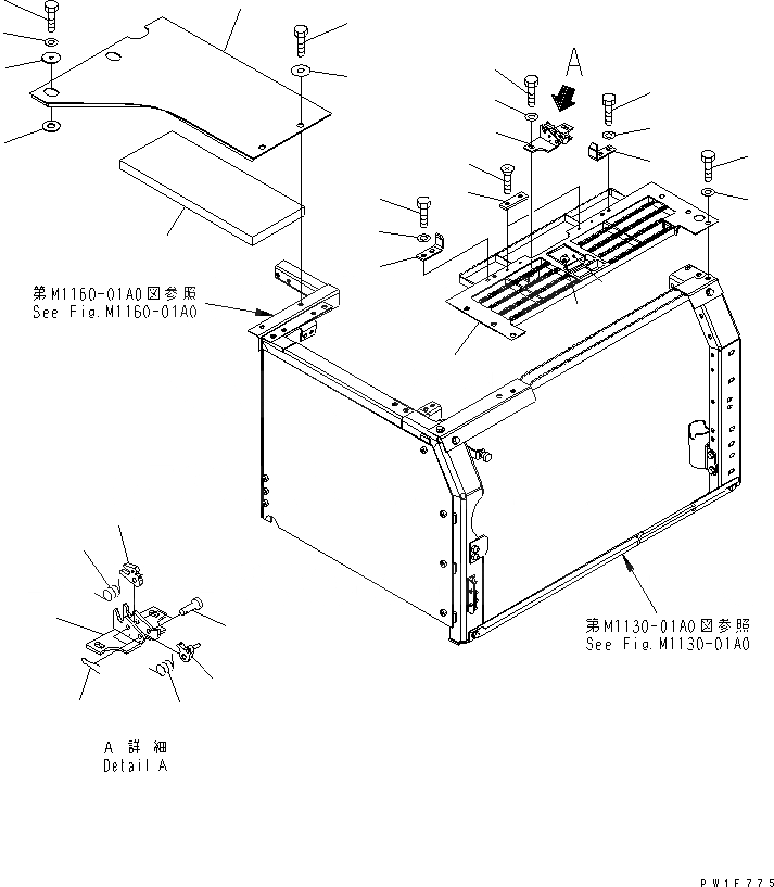 Схема запчастей Komatsu PC160LC-7K-KA - КРЫШКА(КАБИНА) (ВЕРХН.) ЧАСТИ КОРПУСА