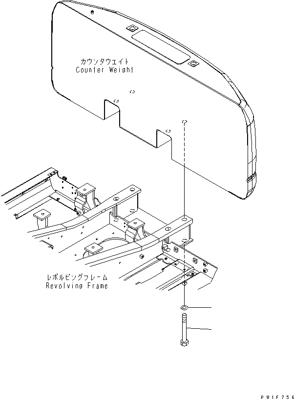 Схема запчастей Komatsu PC160LC-7K-KA - КРЕПЛЕНИЕ ПРОТИВОВЕСА ЧАСТИ КОРПУСА