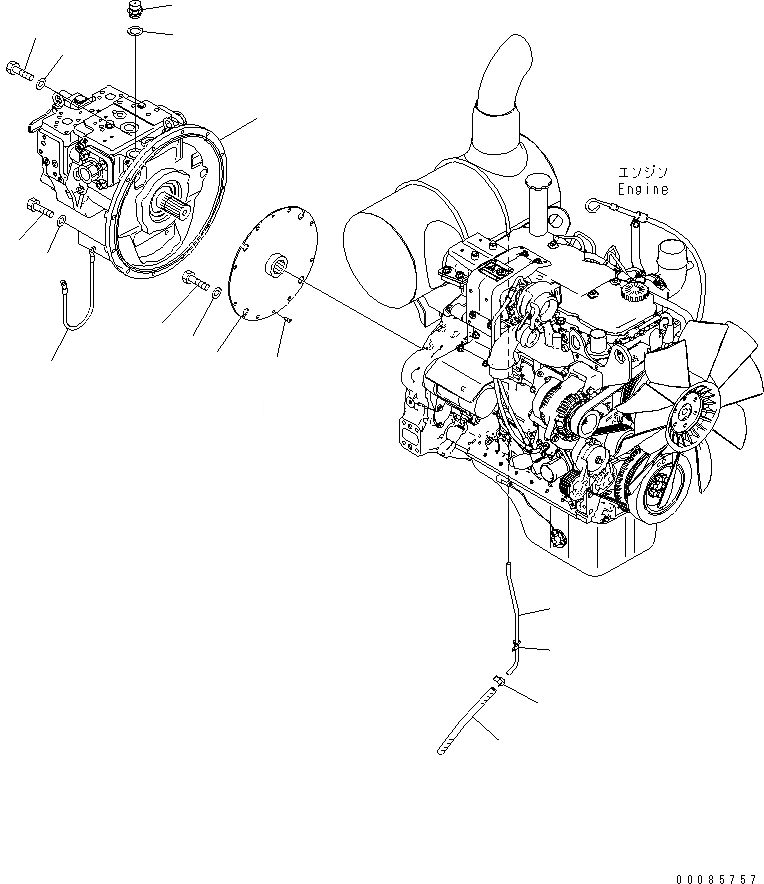 Схема запчастей Komatsu PC160LC-7E0 - ДЕМПФЕР(№-) КОМПОНЕНТЫ ДВИГАТЕЛЯ