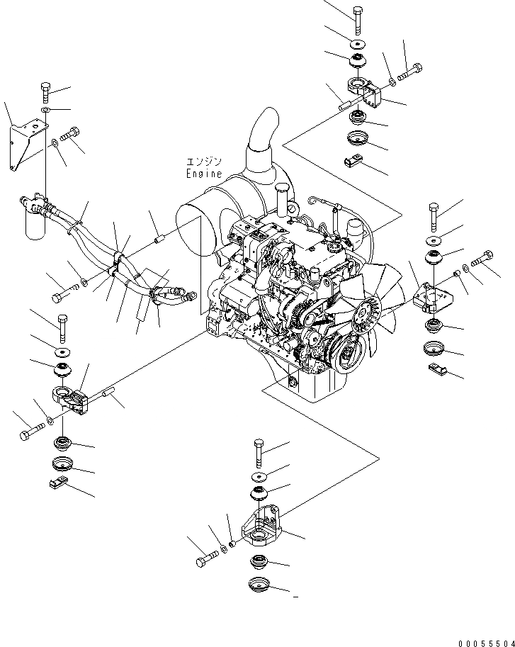 Схема запчастей Komatsu PC160LC-7E0 - КРЕПЛЕНИЕ ДВИГАТЕЛЯ КОМПОНЕНТЫ ДВИГАТЕЛЯ