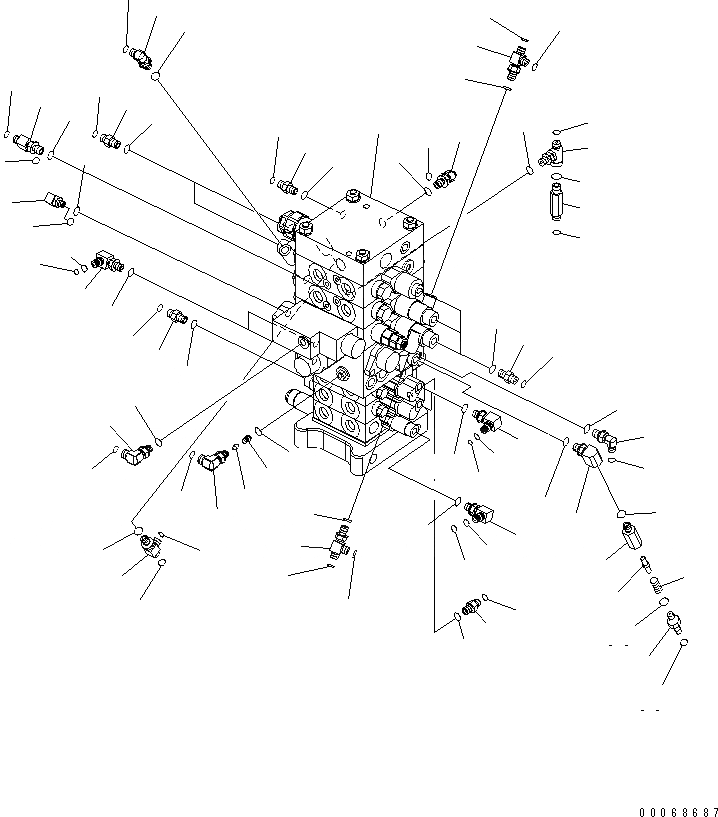 Схема запчастей Komatsu PC160LC-7E0 - ОСНОВН. КЛАПАН (ДЛЯ 6-СЕКЦИОНН. КЛАПАН) ГИДРАВЛИКА
