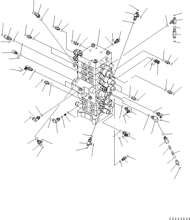 Схема запчастей Komatsu PC160LC-7E0 - ОСНОВН. КЛАПАН (ДЛЯ 7-СЕКЦИОНН. КЛАПАН) ГИДРАВЛИКА