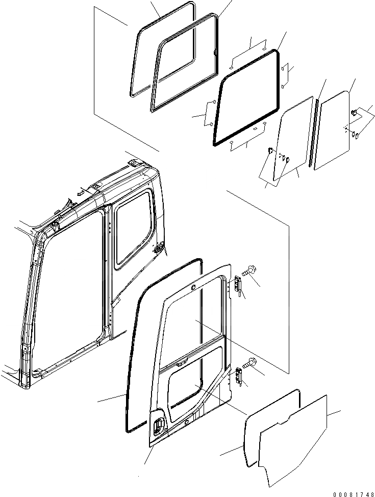 Схема запчастей Komatsu PC160LC-7E0 - ОСНОВН. КОНСТРУКЦИЯ (КАБИНА) (ДВЕРЬ) (ДЛЯ KAL)(№-) КАБИНА ОПЕРАТОРА И СИСТЕМА УПРАВЛЕНИЯ