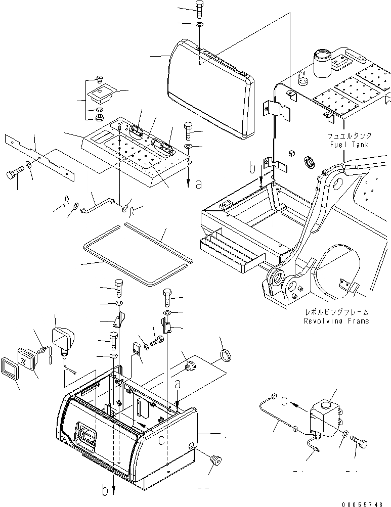 Схема запчастей Komatsu PC160LC-7E0 - ПРАВ. КОРПУС(№-) ЧАСТИ КОРПУСА