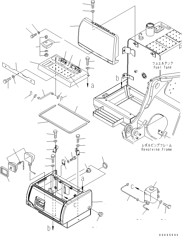 Схема запчастей Komatsu PC160LC-7E0 - ПРАВ. КОРПУС(№-) ЧАСТИ КОРПУСА