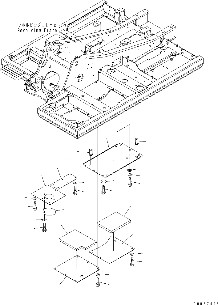 Схема запчастей Komatsu PC160LC-7E0 - НИЖН. КРЫШКА (ОСНОВНАЯ РАМА) (ДЛЯ KAL) (/)(№-) ЧАСТИ КОРПУСА