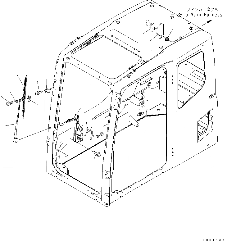 Схема запчастей Komatsu PC160LC-7-E0 - ОСНОВН. КОНСТРУКЦИЯ (КАБИНА) (ЭЛЕКТР.) (ДВОРНИКИ И ОСВЕЩЕНИЕ) КАБИНА ОПЕРАТОРА И СИСТЕМА УПРАВЛЕНИЯ