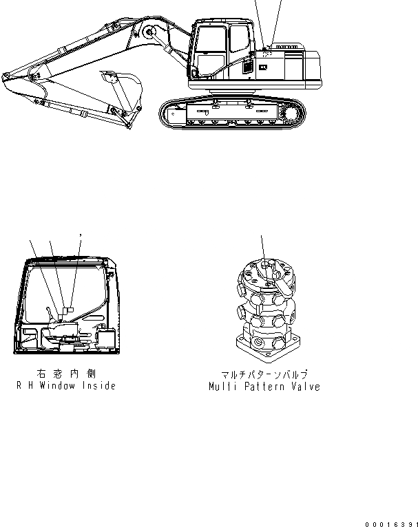 Схема запчастей Komatsu PC160LC-7-E0 - ПЛАСТИНА (MULTI PATTERN¤ -WAY) (АНГЛ.) МАРКИРОВКА