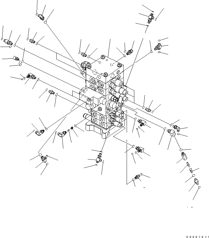 Схема запчастей Komatsu PC160LC-7 - ОСНОВН. NALVE (ДЛЯ 6-СЕКЦИОНН. КЛАПАН) ГИДРАВЛИКА