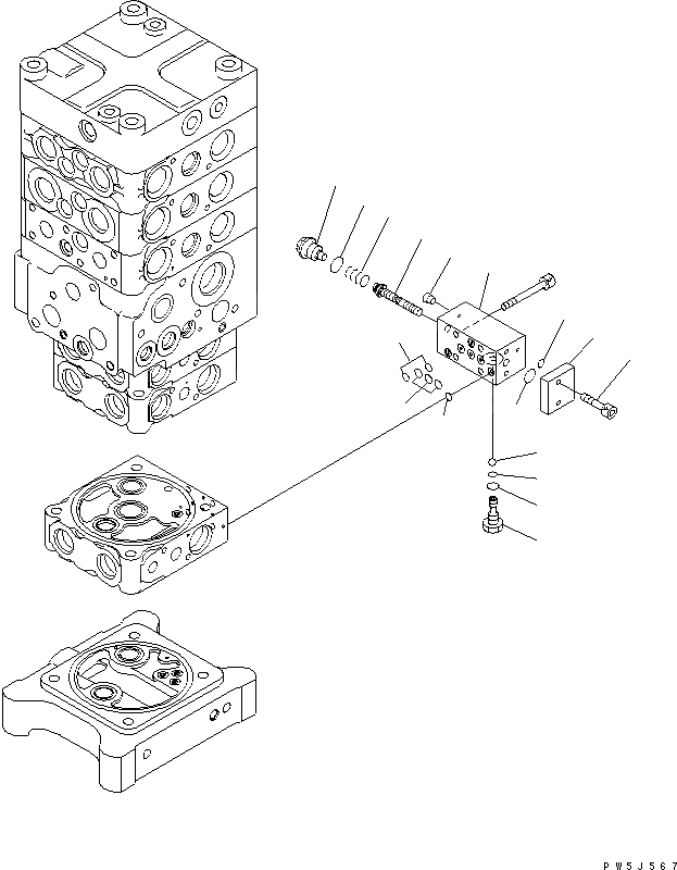 Схема запчастей Komatsu PC160LC-7 - ОСНОВН. КЛАПАН (-КЛАПАН) (/) ОСНОВН. КОМПОНЕНТЫ И РЕМКОМПЛЕКТЫ