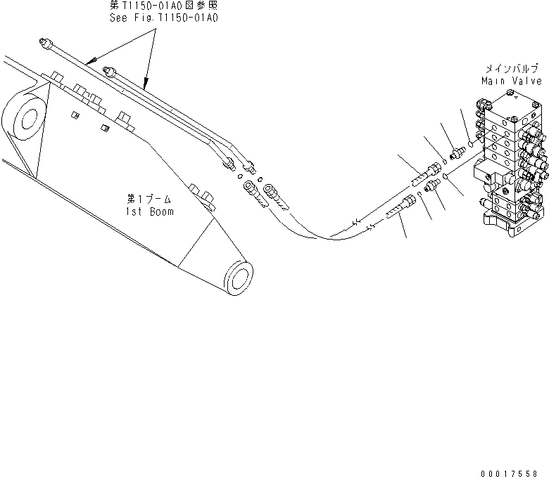 Схема запчастей Komatsu PC160LC-7K - ATTACHMNT ЛИНИЯ ГИДРАВЛИКА