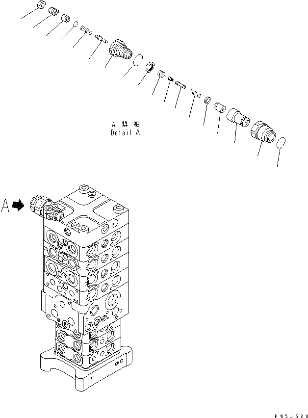 Схема запчастей Komatsu PC160LC-7K - ОСНОВН. КЛАПАН (7-КЛАПАН) (/9) ОСНОВН. КОМПОНЕНТЫ И РЕМКОМПЛЕКТЫ