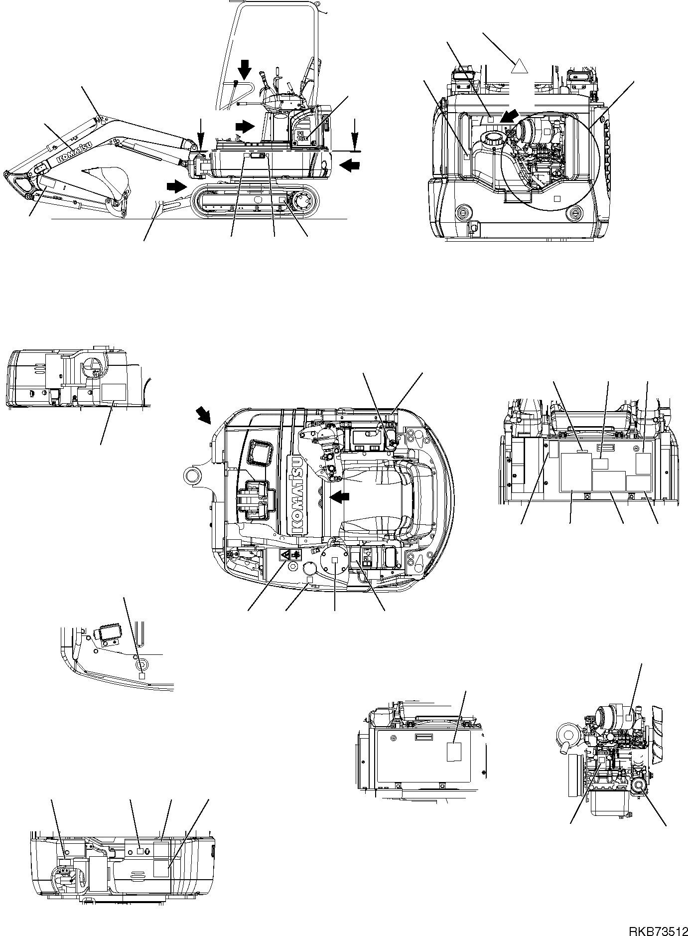 Схема запчастей Komatsu PC16R-3 - МАРКИРОВКА (НАВЕС) (/) МАРКИРОВКА