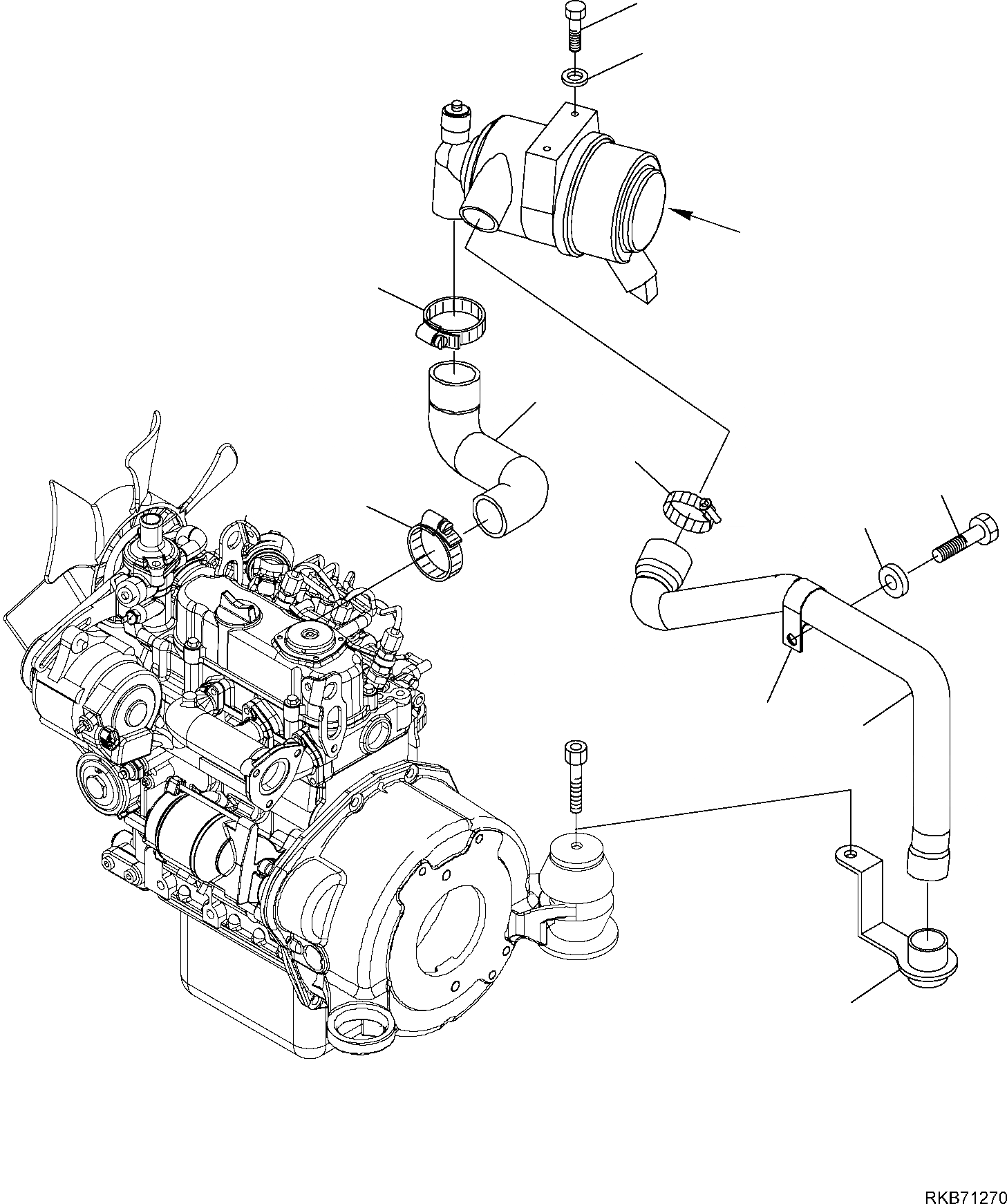 Схема запчастей Komatsu PC16R-3 HS - ВОЗД. ВСАСЫВ. КОМПОНЕНТЫ ДВИГАТЕЛЯ