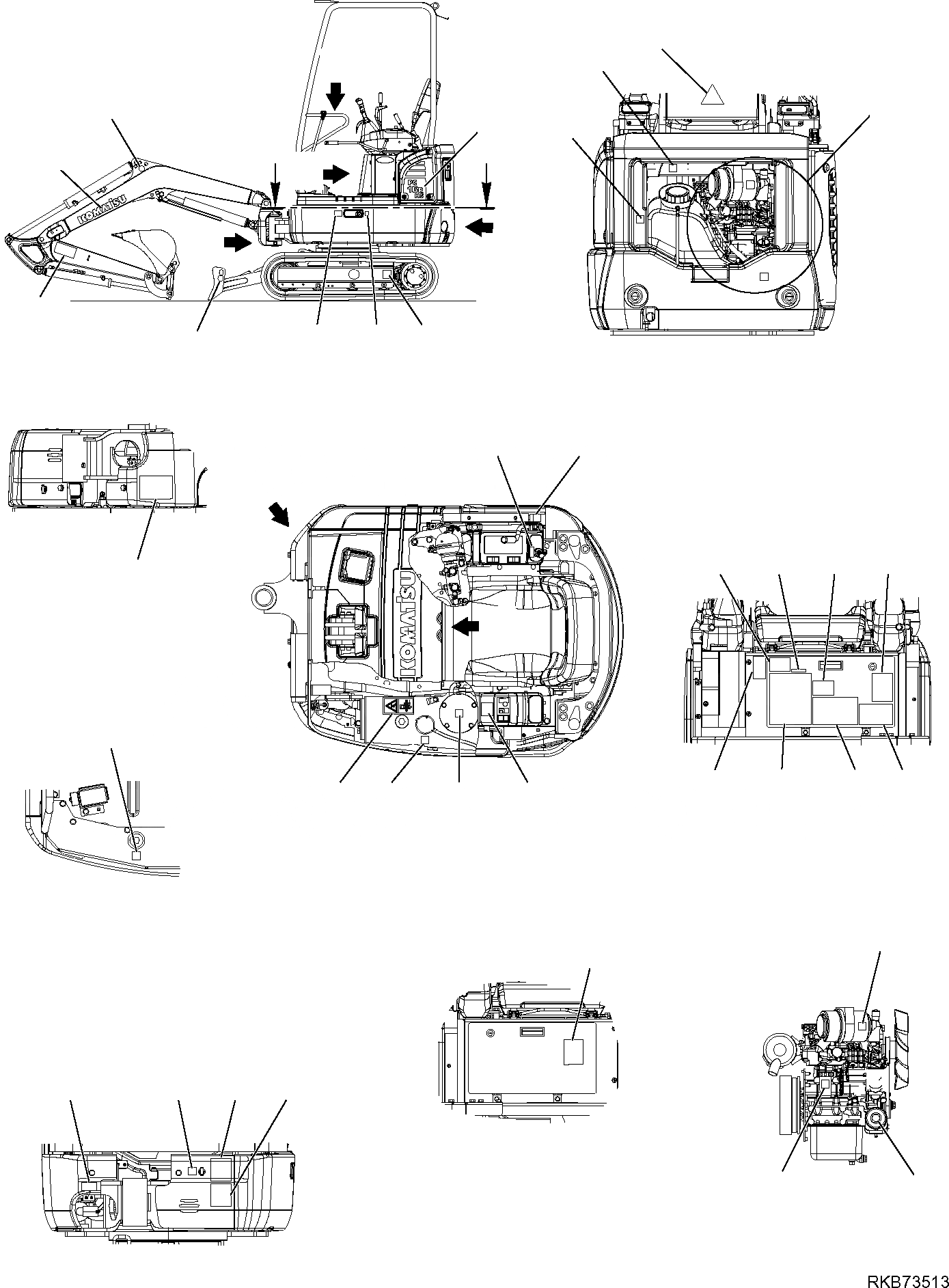 Схема запчастей Komatsu PC16R-3 HS - МАРКИРОВКА (НАВЕС) (/) МАРКИРОВКА