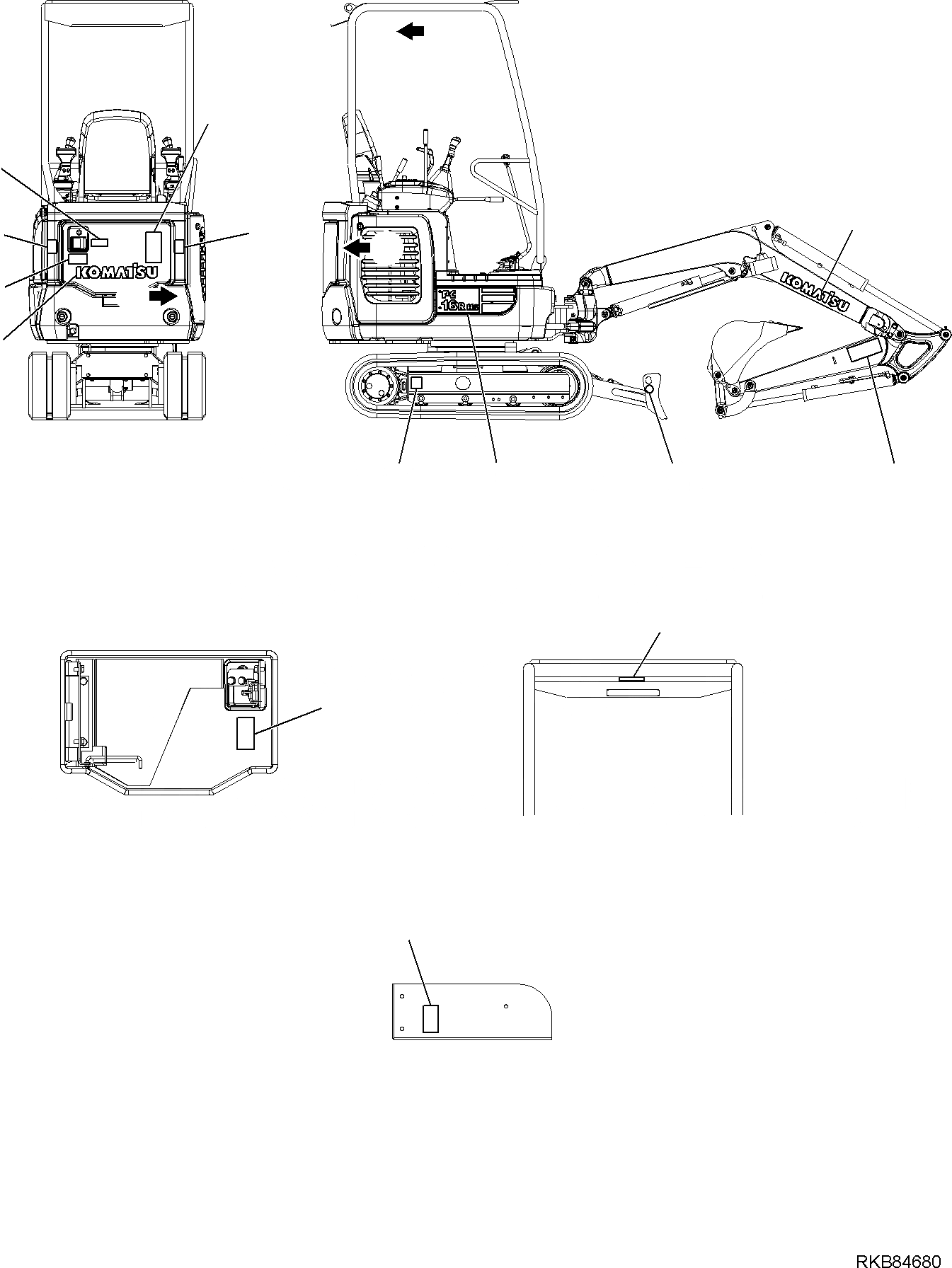 Схема запчастей Komatsu PC16R-3 HS - МАРКИРОВКА (НАВЕС) (/) МАРКИРОВКА