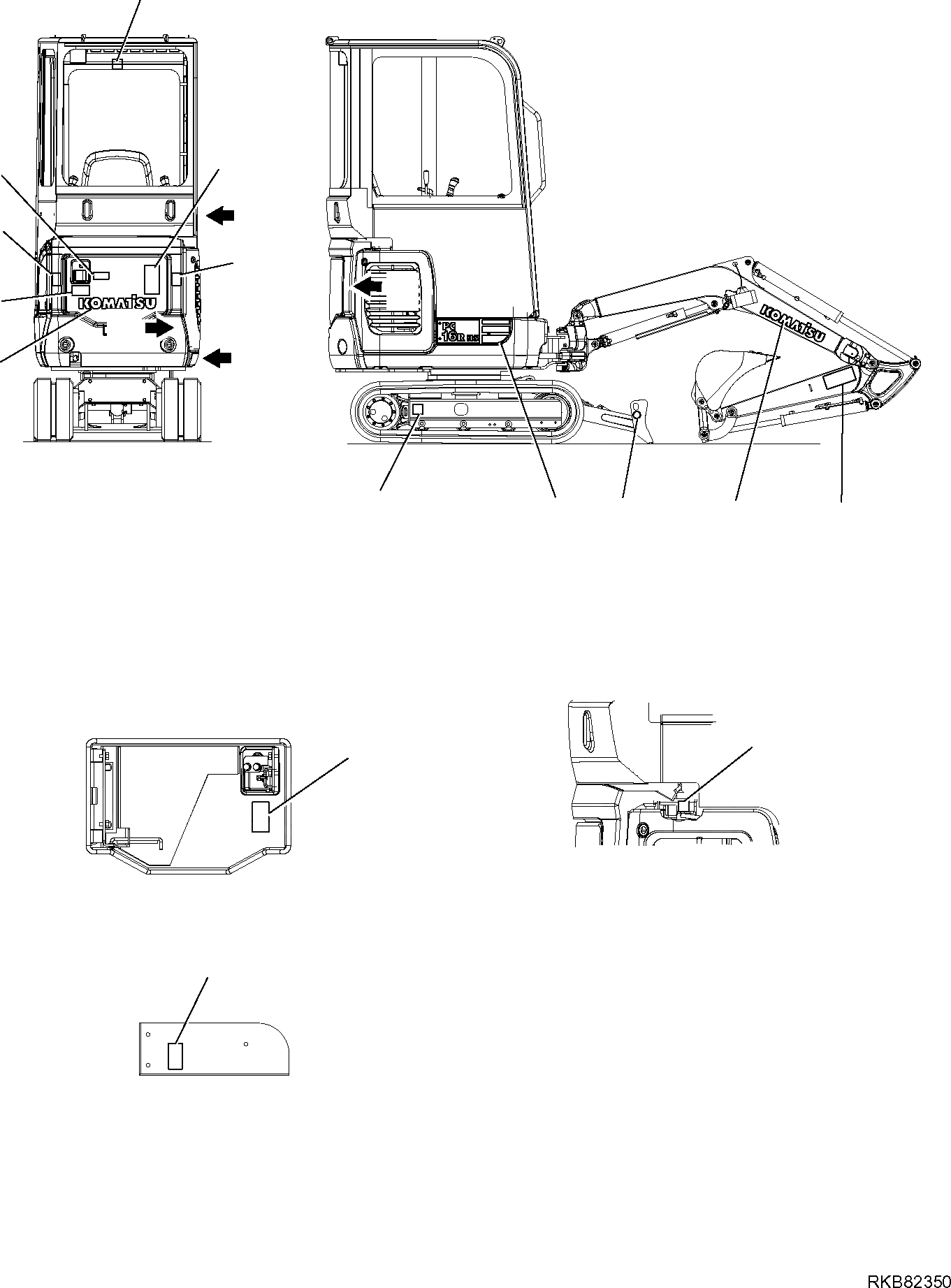 Схема запчастей Komatsu PC16R-3 HS - МАРКИРОВКА (КАБИНА) (/) МАРКИРОВКА