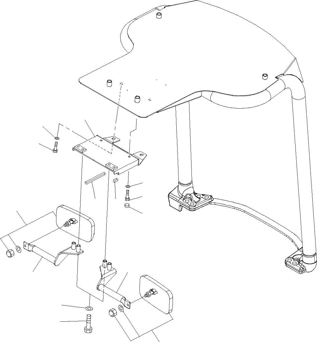 Схема запчастей Komatsu PC16R-2 - VIEW ЗЕРКАЛА(ДЛЯ НАВЕСА) ЧАСТИ КОРПУСА И КАБИНА
