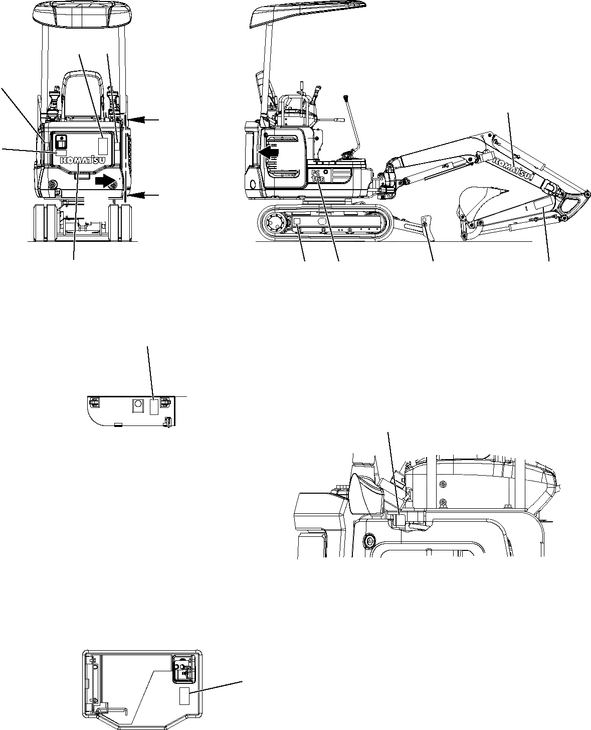 Схема запчастей Komatsu PC16R-2 - МАРКИРОВКА (НАВЕС) (/) МАРКИРОВКА