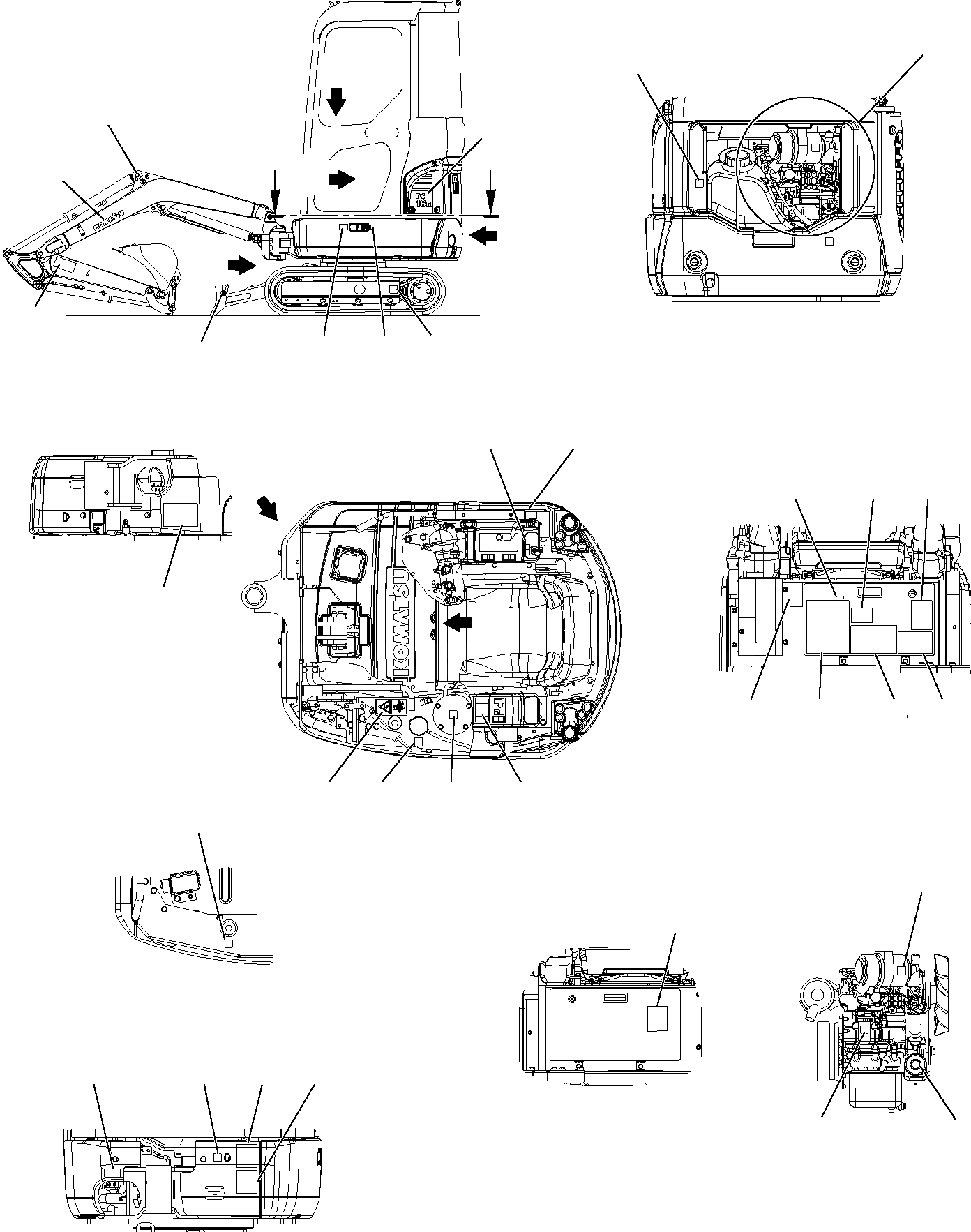 Схема запчастей Komatsu PC16R-2 - МАРКИРОВКА (КАБИНА) (/) МАРКИРОВКА