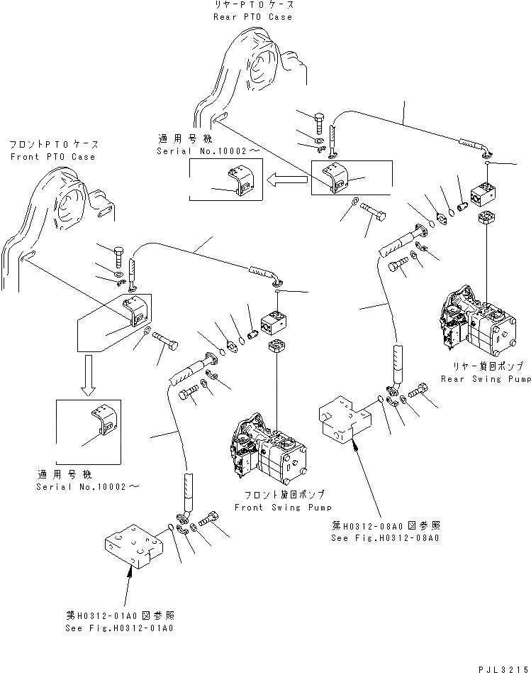 Схема запчастей Komatsu PC1800-6 - ЛИНИЯ ПОДАЧИS (ПОВОРОТН. НАСОС - БЛОК)(№-999) ГИДРАВЛИКА