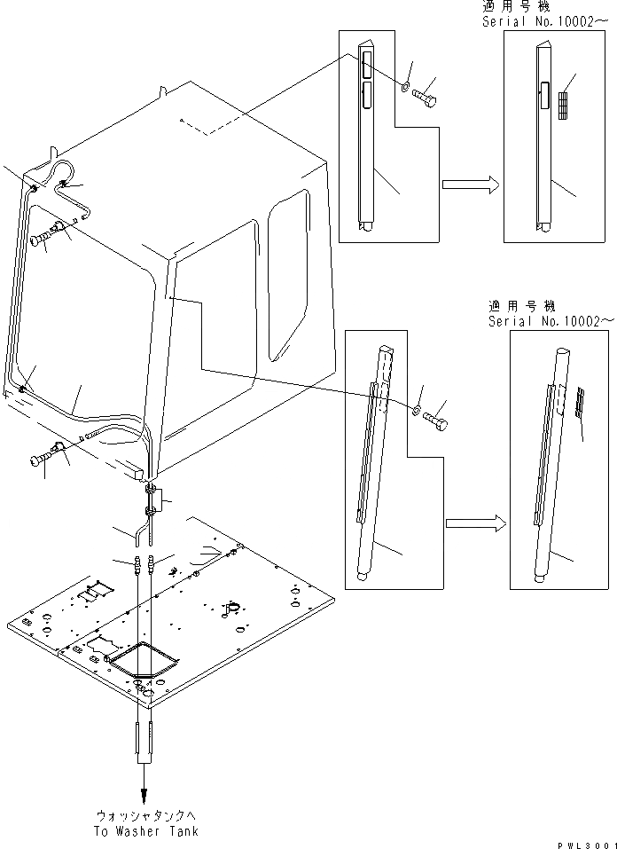 Схема запчастей Komatsu PC1800-6 - КАБИНА (ОМЫВАТЕЛЬ СТЕКЛА) КАБИНА ОПЕРАТОРА И СИСТЕМА УПРАВЛЕНИЯ