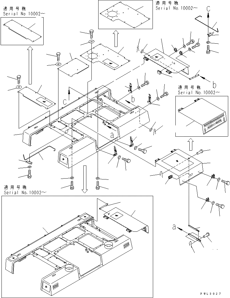 Схема запчастей Komatsu PC1800-6 - КАПОТ (КАПОТ В СБОРЕ)(№-) ЧАСТИ КОРПУСА