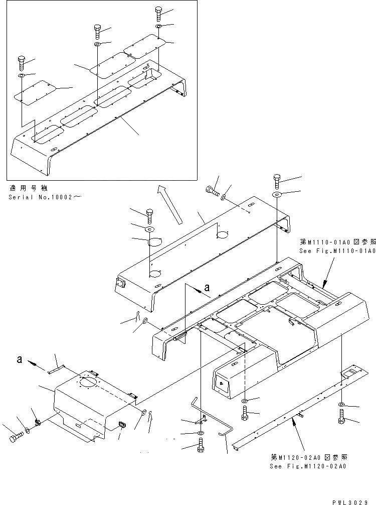 Схема запчастей Komatsu PC1800-6 - КАПОТ (COVER)(№-999) ЧАСТИ КОРПУСА