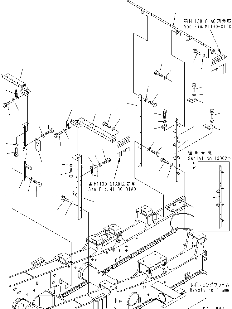 Схема запчастей Komatsu PC1800-6 - РАМА (/)(№-999) ЧАСТИ КОРПУСА