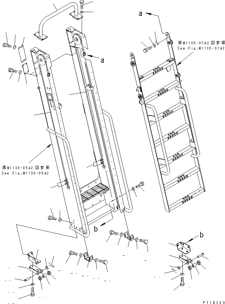 Схема запчастей Komatsu PC1800-6 - ЛЕВ. КРЫШКА(ЛЕСТНИЦА) (WIRE)(№-999) ЧАСТИ КОРПУСА