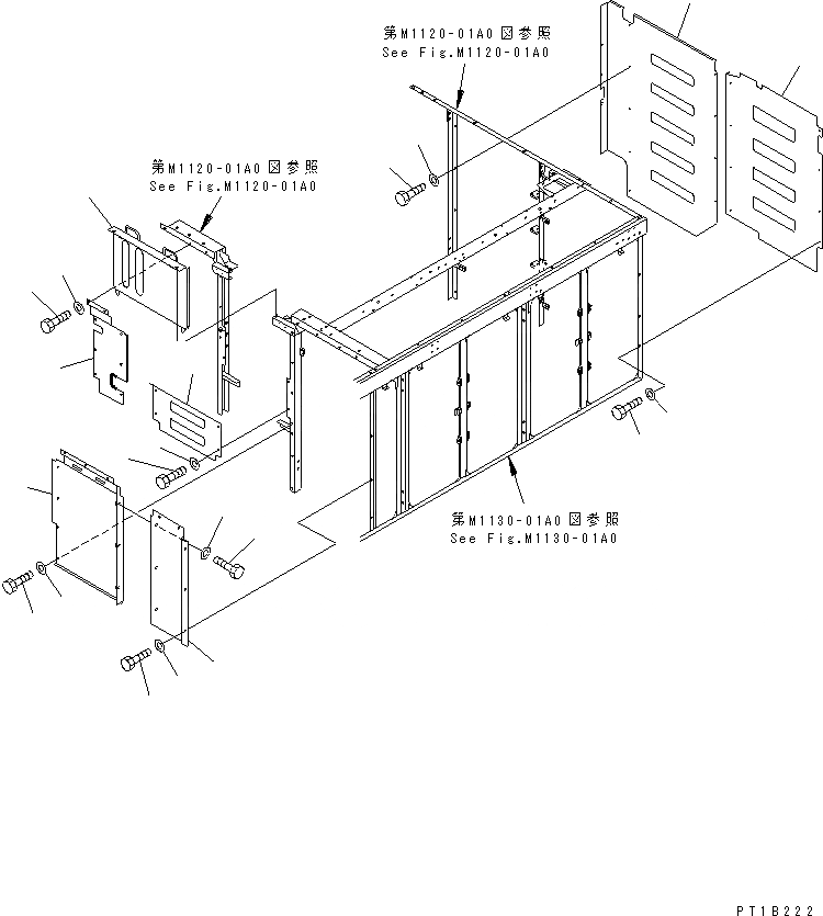 Схема запчастей Komatsu PC1800-6 - ПЕРЕГОРОДКА. COVER(№-999) ЧАСТИ КОРПУСА