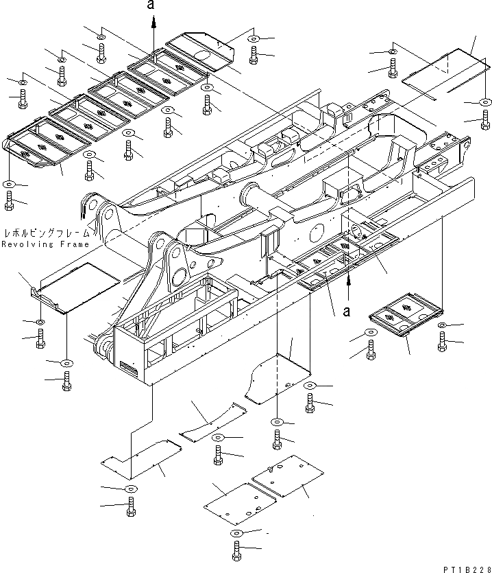 Схема запчастей Komatsu PC1800-6 - НИЖН. КРЫШКА(№-999) ЧАСТИ КОРПУСА