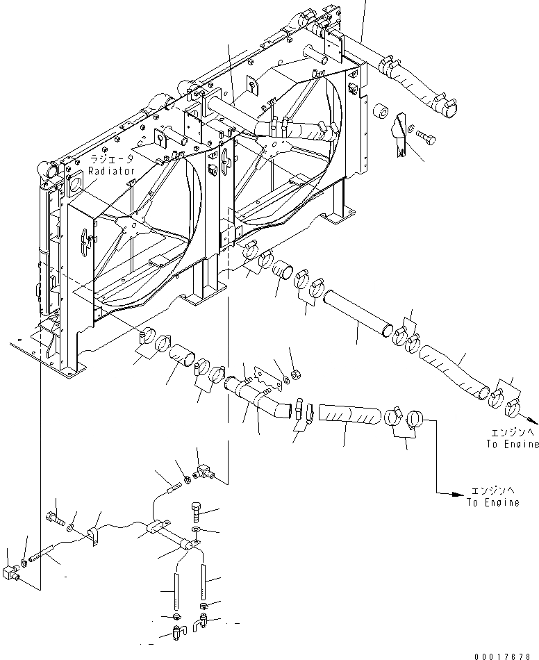 Схема запчастей Komatsu PC1800-6-M1 - ОХЛАЖД-Е (ДРЕНАЖН. ТРУБЫ)(№7-) СИСТЕМА ОХЛАЖДЕНИЯ