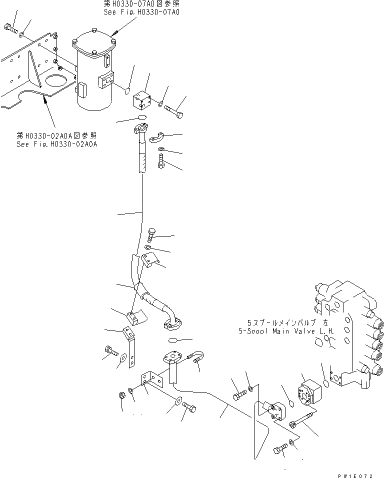 Схема запчастей Komatsu PC1800-6-M1 - ВОЗВРАТНАЯ ЛИНИЯ (ОСНОВН. ФИЛЬТР. ТРУБЫ) (5-СЕКЦИОНН. КЛАПАН¤ ЛЕВ.)(№-) ГИДРАВЛИКА