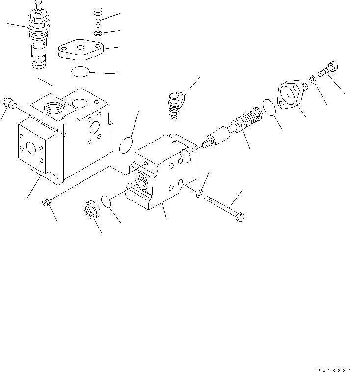 Схема запчастей Komatsu PC1800-6-M1 - БЕЗОПАСН. СТОПОРН. КЛАПАН ГИДРАВЛИКА