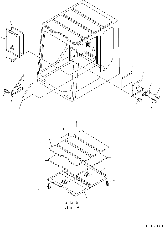 Схема запчастей Komatsu PC1800-6-M1 - ЧАСТИ КАБИНЫ(CURTAIN)(№-) КАБИНА ОПЕРАТОРА И СИСТЕМА УПРАВЛЕНИЯ